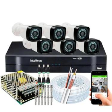 Imagem de Kit Cftv 6 Cameras Segurança Full Hd 1080p 2mp Dvr Intelbras mhdx Full