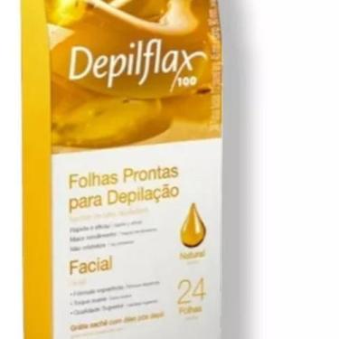 Imagem de Kit 3 Folhas Prontas Facial Depilação Cera Depilflax Natural 72 Unid.