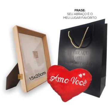 Imagem de Kit Porta Retrato Mdf Almofada Coração Sacola Dia dos Pais - MultiA, P