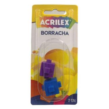 Imagem de Borracha Cubos Coloridos Blister com 2 Unidades - Acrilex, Roxo e Azul