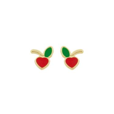 Imagem de Brinco Infantil Menina Maçã Folheado a Ouro 18k - Crislu