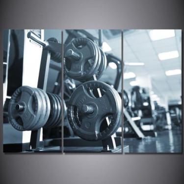 Imagem de Quadros Decorativos 3 Peças Academia Anilhas Pesos - NEYRAD
