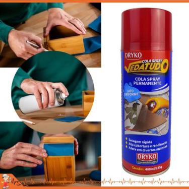Imagem de Cola Spray Permanente Seca Rápido Papel Tecido 100ml Dryko