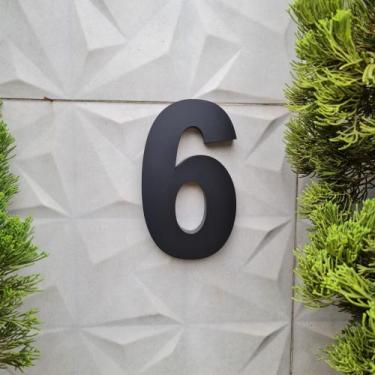 Imagem de Número 6 residencial em aço inox 15cm Casa Portão 3d- Estoque disponív