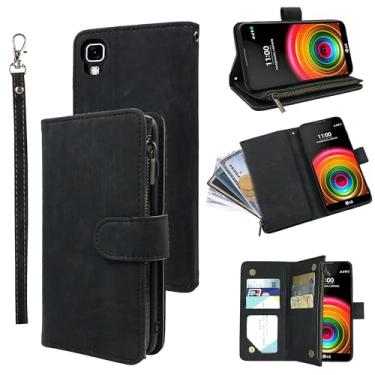 Imagem de Dibosom Capa carteira compatível com LG X Power e capa flip de couro vintage premium com suporte para cartão de crédito para XPower 1 LS755 K450 masculino feminino preto