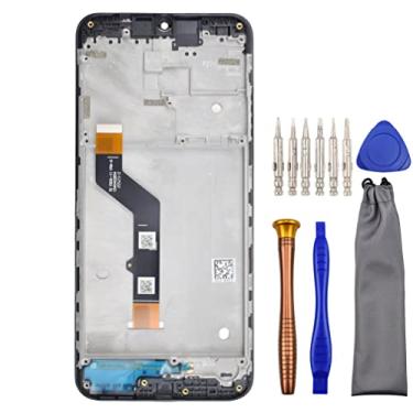 Imagem de Substituição completa do conjunto de digitalizador LCD para Motorola Moto E7 Plus XT2081-1 XT2081-2 com kit de ferramentas e moldura de tela preta de 6,5 polegadas