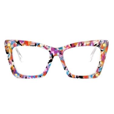 Imagem de Zeelool Elegante armação retangular grande para óculos com lente transparente sem prescrição para mulheres ZJGA513369, Zjga513369-03 Multicolo, G