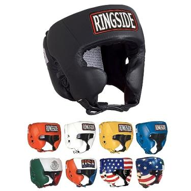 Imagem de Ringside Capacete de boxe de competição, capacete de couro aprovado pelos EUA com proteção contra bochechas, ótimo para MMA, Muay Thai, Kickboxing e treinamento, ideal para homens e mulheres, preto