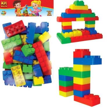 Imagem de Brinquedo Infantil Educativo Blocos de Montar 48 Pcs Grande - GGB Brin