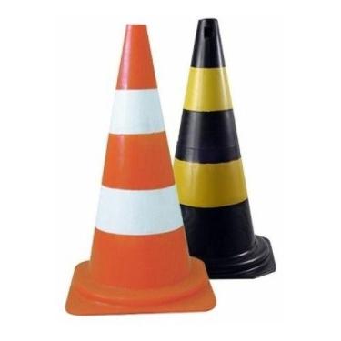 Imagem de 12x Cones Sinalização Rígido Plt 50cm De Trânsito 12unidades - PROTEPL