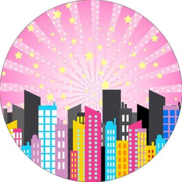 Imagem de Painel De Festa Redondo 1,50x1,50 - SuperGirl Rosa 028 - Via Cores