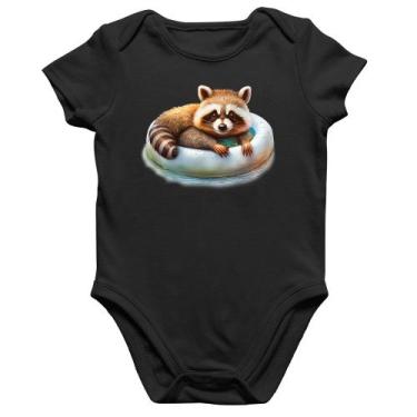 Imagem de Body Bebê Algodão Panda Vermelho Relaxando Na Piscina - Foca na Moda, 