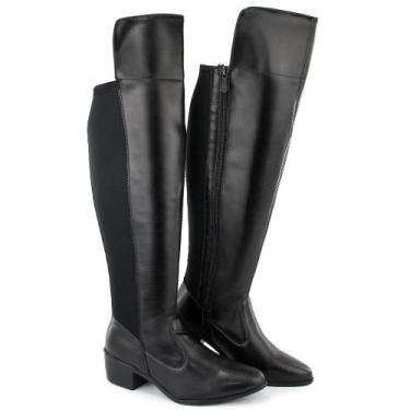 Imagem de Bota Feminina Over The Knee Neoprem Sintético - BR2, Preto, 35
