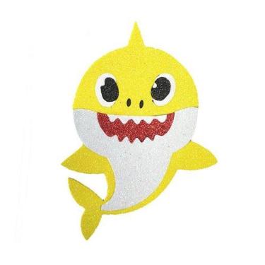 Imagem de Aplique de EVA Baby Shark Glitter Amarelo 16 x 11,5cm - 01 Unidade - M
