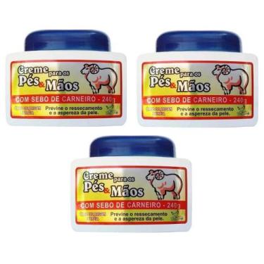 Imagem de Kit Com 3 Creme Para Pés E Mãos Sebo De Carneiro Sanjully