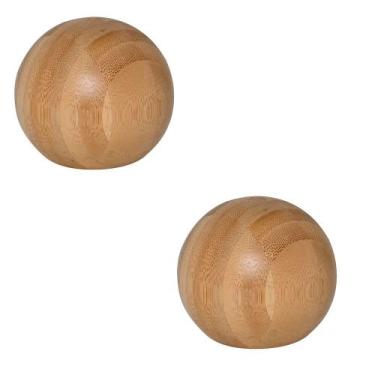 Imagem de Conjunto saleiro e Pimenteiro redondo bambu - bola 7cm - Utensilios do