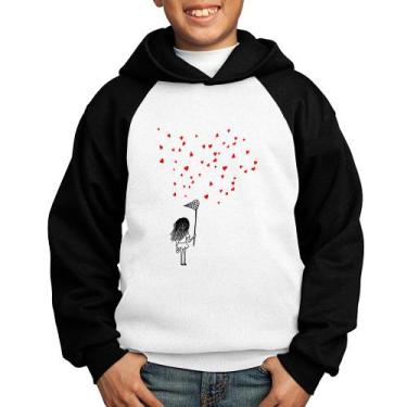 Imagem de Moletom Infantil Collect Hearts - Foca na Moda, Branco, Preto, 2