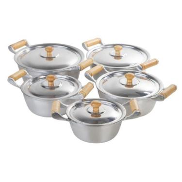 Imagem de Jogo 5 Panelas Aluminio Fundido Polido 16 a 24 - NF