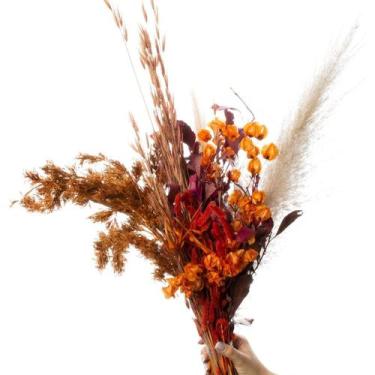 Imagem de Buque de Flor Secas Desidratada Mix de Bougainville laranja - Enfeites