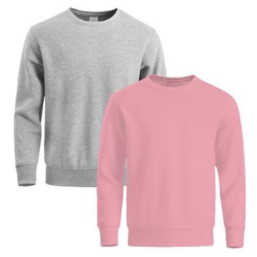 Imagem de Kit 2 Moletom Masculino Liso Treino Frio Gola Careca Slim - Quero Shoe