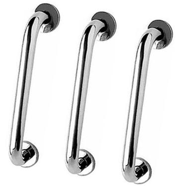 Imagem de Barra de Apoio Inox 60cm Idoso  Kit 3 unidades Banheiro Box Deficiente Cadeirante Acessibilidade Suporte Corrimao Escada Segurança