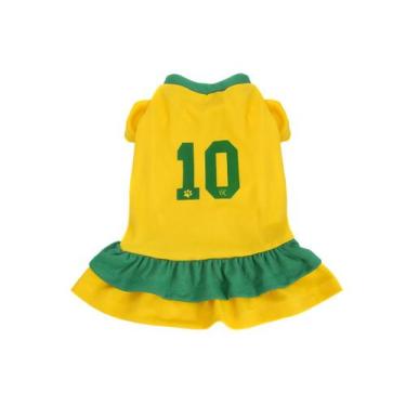 Imagem de Vestido Brasil para Cachorro e Gato Pet - Bichinho Chic, Amarelo, 3