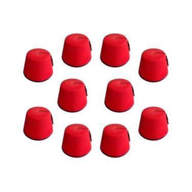 Imagem de Kit 10 Chapéu Turco Fez Tradicional de Feltro - Extra Festas