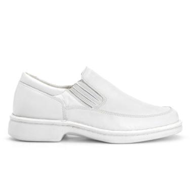 Imagem de Sapato Social Masculino Couro Legitimo Elástico Lateral - RM, Branco, 