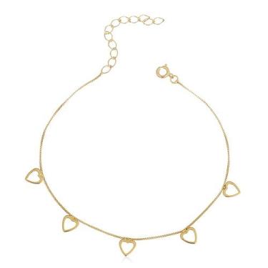 Imagem de Tornozeleira Corações Banhada a Ouro 18K - JA Jóias