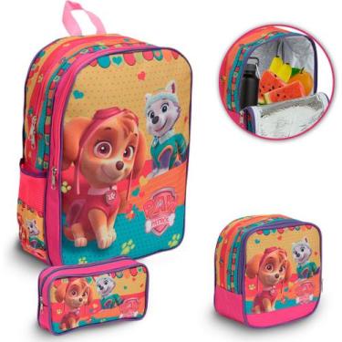 Imagem de Kit Mochila Infantil Patrulha Canina Lancheira Térmica Rosa - Plike