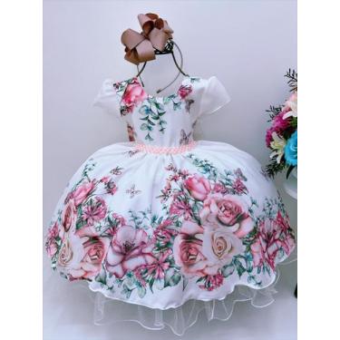Imagem de Vestido infantil off jardim das borboletas pérolas princesas - giovane