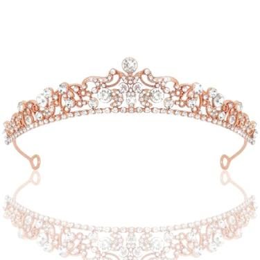 Imagem de CIEHER Tiara de casamento para mulheres, coroa de princesa com strass, tiara de noiva, One Size