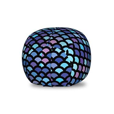 Imagem de Lunarable Cadeira de bolsa de brinquedo de armazenamento em escala de sereia, círculos de sobreposição de padrão circular japonês contínuo em paleta de cores aqua, bolsa lavável organizadora de