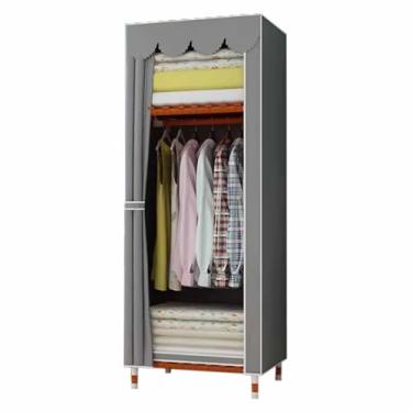 Imagem de Guarda-roupa Armário de madeira sólida, tecido para aluguel, cortina de plástico, armazenamento, dormitório, armário simples, cor sólida armário