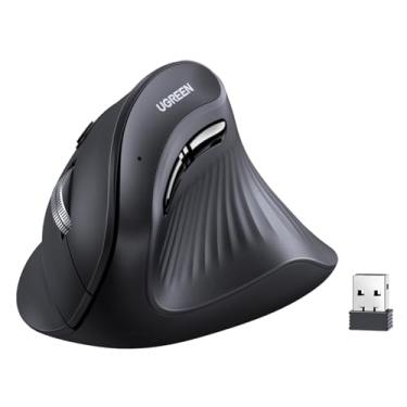 Imagem de UGREEN Mouse vertical sem fio (Bluetooth 5.0 + 2.4G) Mouse ergonômico com 5 botões, 1000/16000/2000/4000 DPI, prevenção de braço do mouse, mouse vertical compatível com PC/laptop/tablet, preto