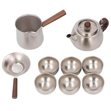 Imagem de Conjunto completo de chá de titânio, bule de chá, bule de servir, coador e 6 xícaras de chá, conjunto de presente requintado para amantes de chá, seguro para máquina de lavar louça