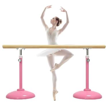 Imagem de Ballet Barre Barra de balé de aço portátil com base estável e alça de madeira, altura ajustável 80-120cm (Color : A2, Size : 1M/3.3FT)