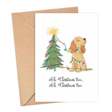 Imagem de Cartão de Natal engraçado Cocker Spaniel - Oh Cartão de árvore de Natal - Cartão de felicitações de férias de animal de estimação fofo - Cartão de presente para amantes de animais - Cartão de Natal de