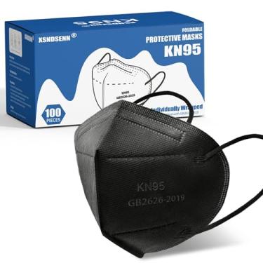Imagem de XSNDSENN 100 Peças Máscaras Faciais Kn95 Preto 5 Camadas Copo Máscaras De Segurança Contra Poeira Eficiência Do Filtro≥95%, Máscara Embalada Individualmente, Contra Pm 2.5