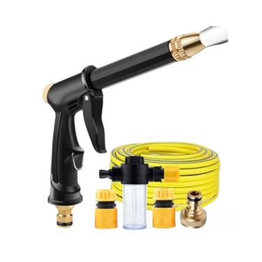Imagem de Pistola de água de lavagem de carro doméstica de alta pressão de 30 metros, mangueira de jardim, bocal de irrigação de limpeza conjunto de deus com pistola de mastro longo + 3 conectores + jarros de