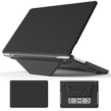 Imagem de Batianda Capa de couro PU premium para novo M4 MacBook Pro 16 polegadas 2024 2023 2021 M3 M2 M1 Pro/Max Chip Business Capa protetora elegante com suporte dobrável, proteção total com almofadas