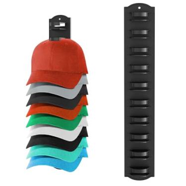 Imagem de MSKEI Organizador de chapéus adesivos para bonés de beisebol na parede, suporte de armazenamento de chapéus pendurados, expositor de ganchos de boné de bola, suporte forte para porta e armário,