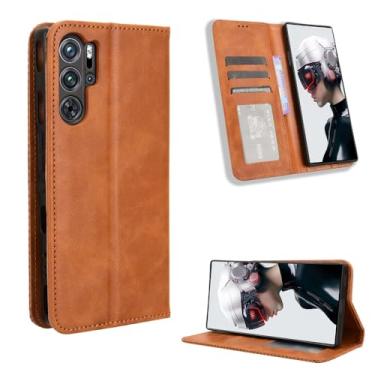 Imagem de Kukoufey Compatível com Nubia Red Magic 9 Pro+ Capa protetora para celular, compatível com Nubia Red Magic 9S Pro+, capa carteira de couro flip compatível com Nubia Red Magic 9 Pro NX769J capa marrom