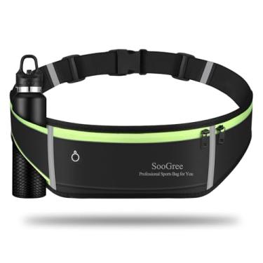 Imagem de SooGree Pochete de corrida masculina e feminina, bolsa de cintura esportiva refletiva para treino, cinto com suporte para celular de corrida com suporte para garrafa de água, ideal para corrida,