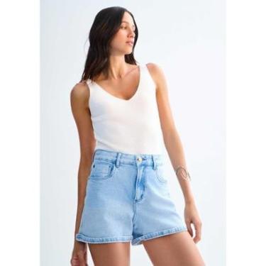 Imagem de Shorts Jeans Boyfriend Claro Estonado com Elasticidade-Feminino
