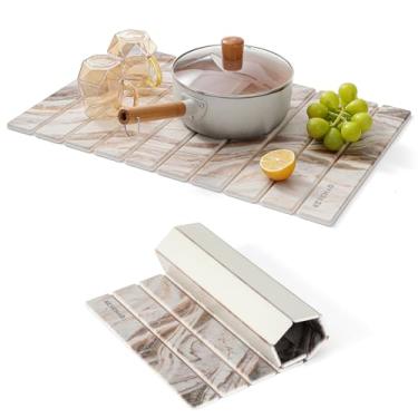 Imagem de KEYCHAD Tapete de Secagem de Pedra Grande para Balcão de Cozinha- Tapete de Secagem de Pratos Dobrável de Secagem Rápida 24X16- Tapete de Terra Diatomácea Superabsorvente- Tapete d (23,4" X 15,4")