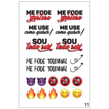 Imagem de Cartela de tatuagem temporaria adesiva frases eróticas 15x10cm libido 