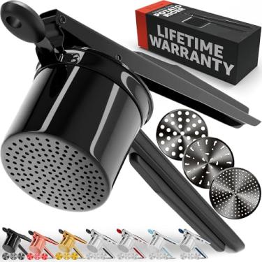 Imagem de Priority Chef Prioritychef Grande Espremedor de Batatas de 15 Onças com 3 Discos, Espremedor de Batatas de Aço Inoxidável Resistente para Purê de Batatas, Espremedor de Batatas, Prensa e Ferramenta de