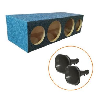 Imagem de Kit Caixa Corneteira 2 Drivers 2 Tweeters Longa Grafite + 2 Cornetas -