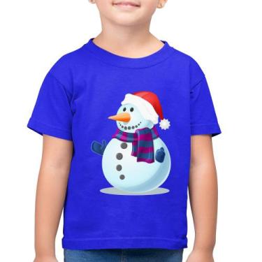 Imagem de Camiseta Algodão Infantil Boneco de neve - Foca na Moda, Azul royal, 1